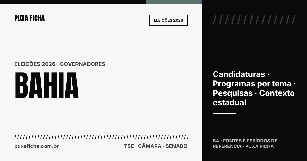 Eleições 2026: Bahia. Candidaturas, programas e contexto estadual.