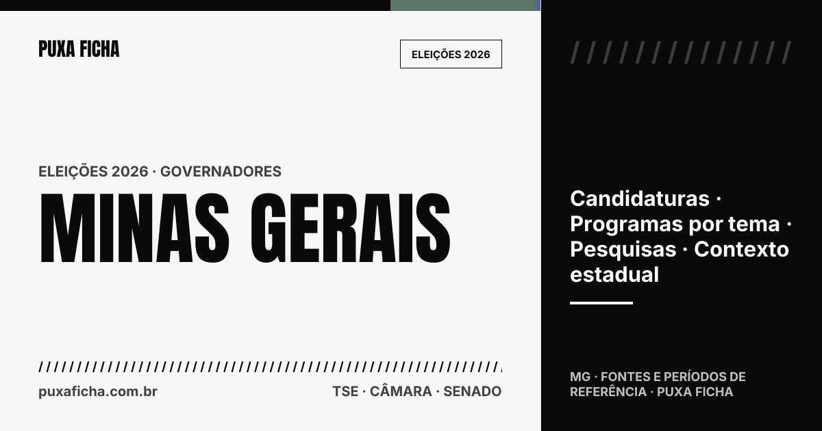 Eleições 2026: Minas Gerais. Candidaturas, programas e contexto estadual.
