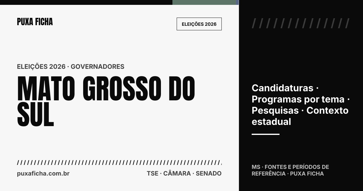 Eleições 2026: Mato Grosso do Sul. Candidaturas, programas e contexto estadual.