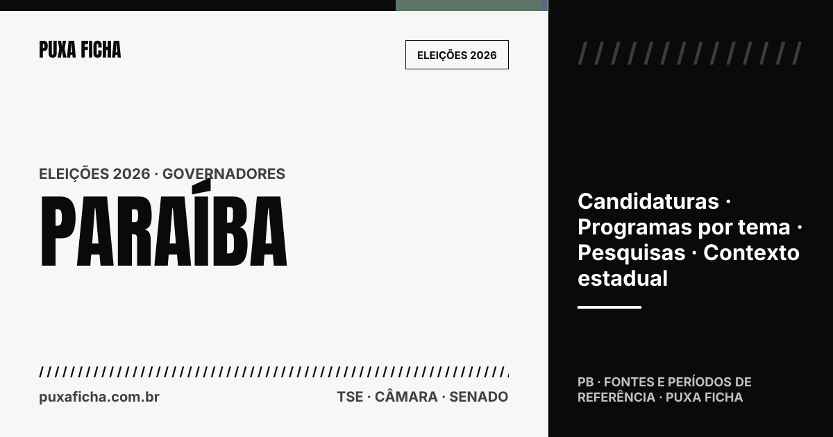 Eleições 2026: Paraíba. Candidaturas, programas e contexto estadual.