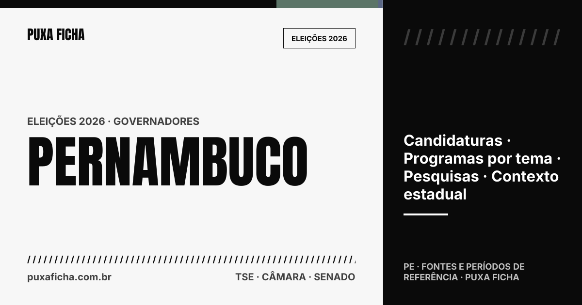 Eleições 2026: Pernambuco. Candidaturas, programas e contexto estadual.