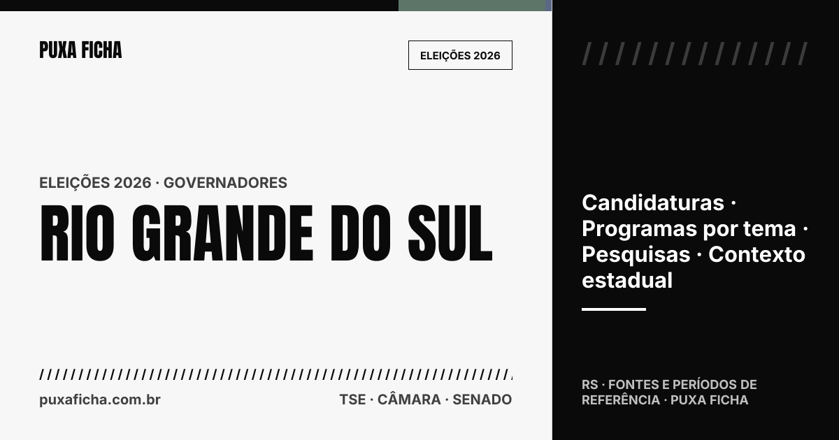 Eleições 2026: Rio Grande do Sul. Candidaturas, programas e contexto estadual.